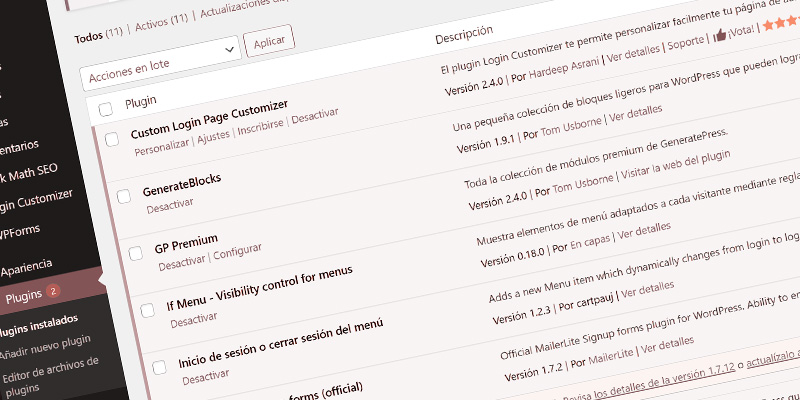 WordPress configuración